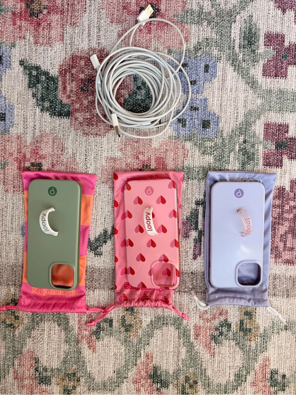 Loopy Cases iPhone14, Grip Case Bundle - Lavender, Pink Heart, Olive Green